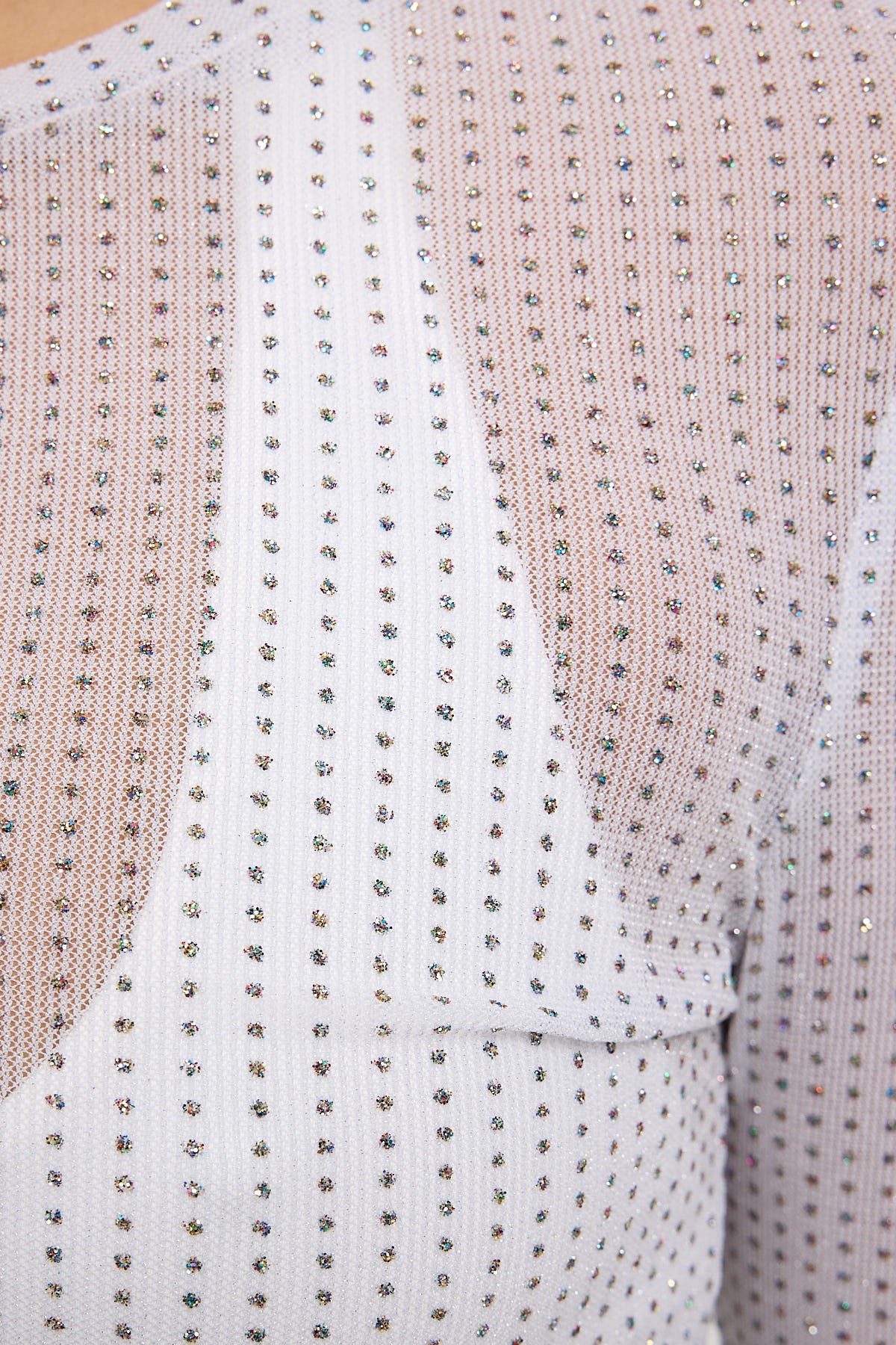 Luck & Trouble Flashy Glitter Long Sleeve Top White - Image 5
