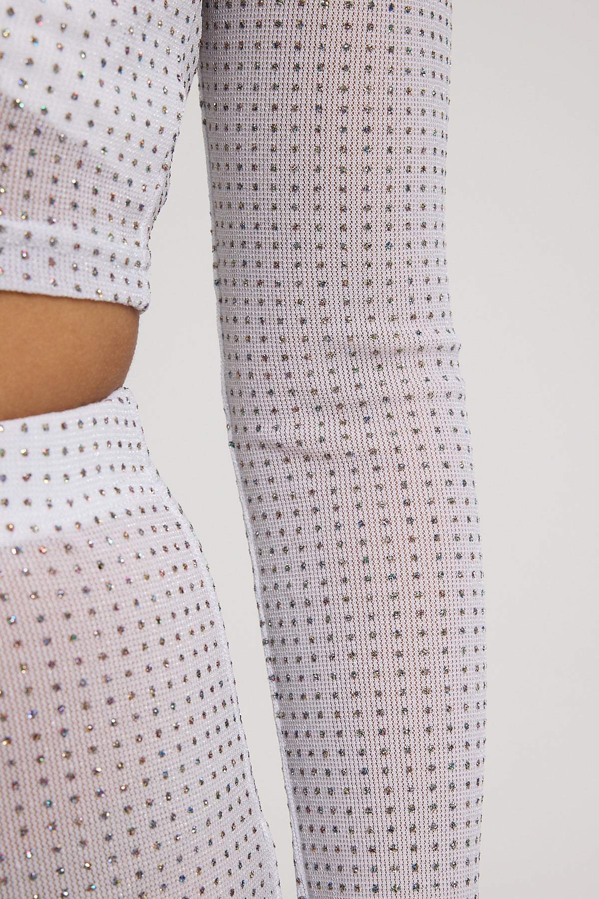 Luck & Trouble Flashy Glitter Long Sleeve Top White - Image 6