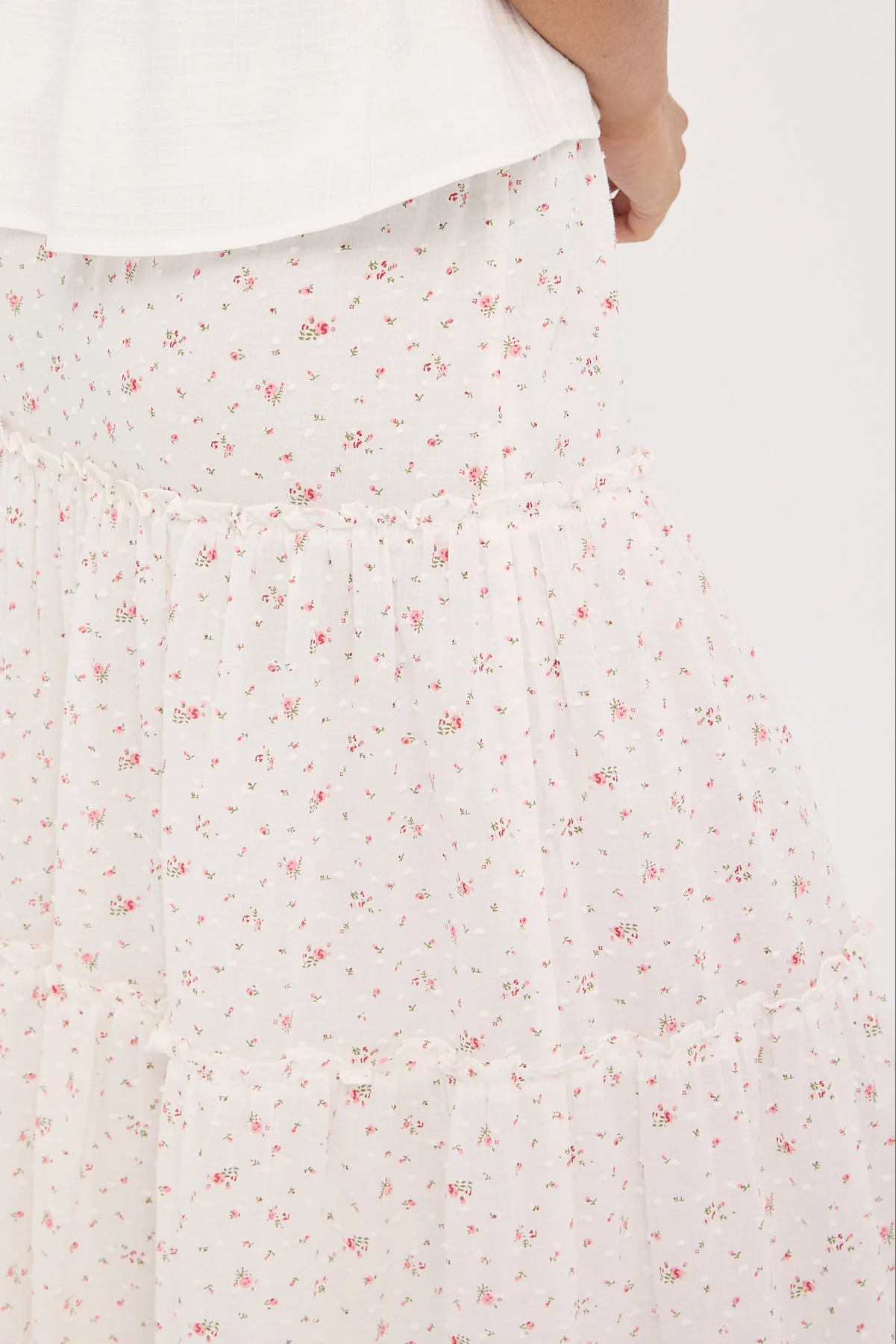 Luck & Trouble Flower Fields Maxi Skirt White Print - Image 6