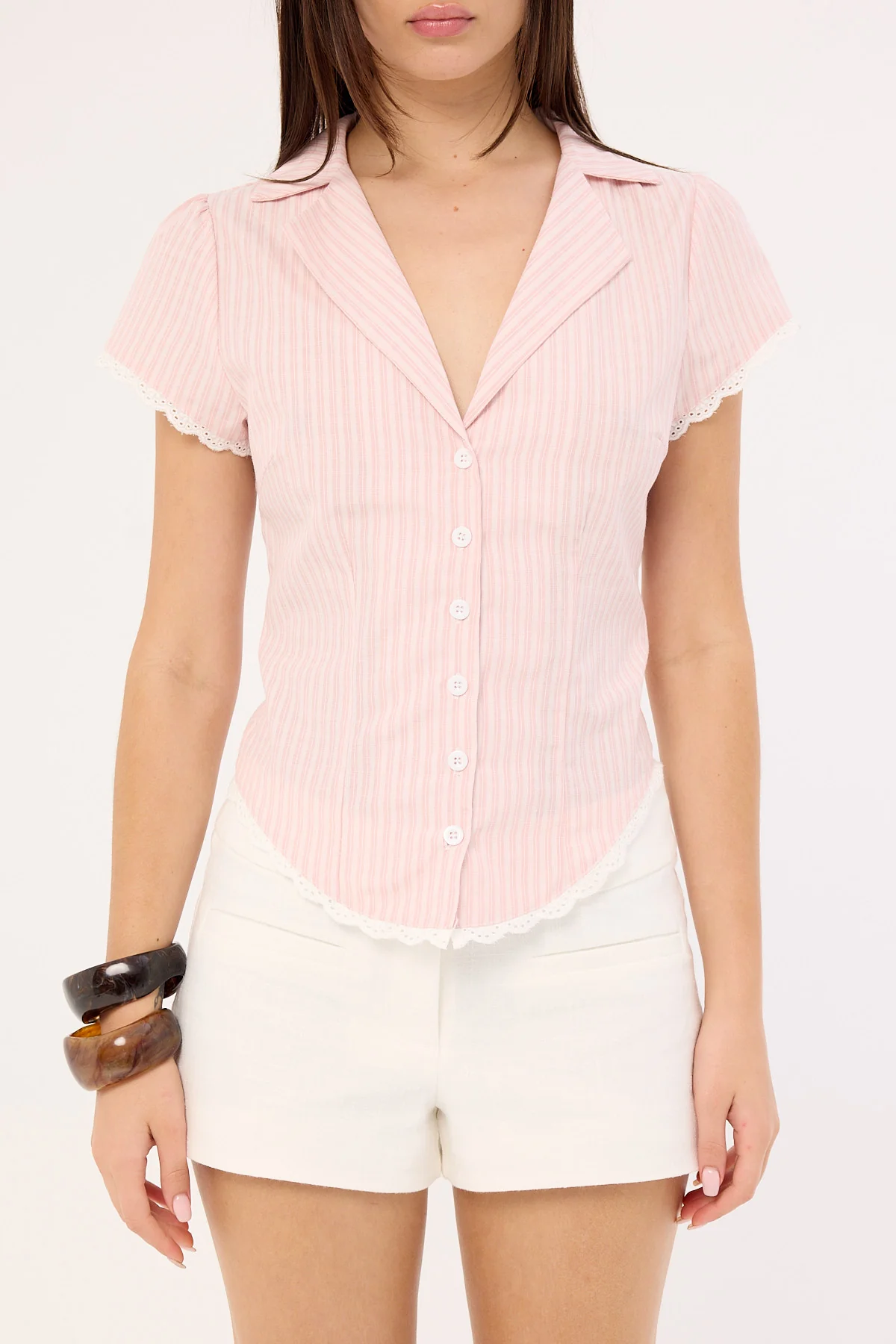 Luck & Trouble Frankie Cap Sleeve Blouse Pink - Image 6