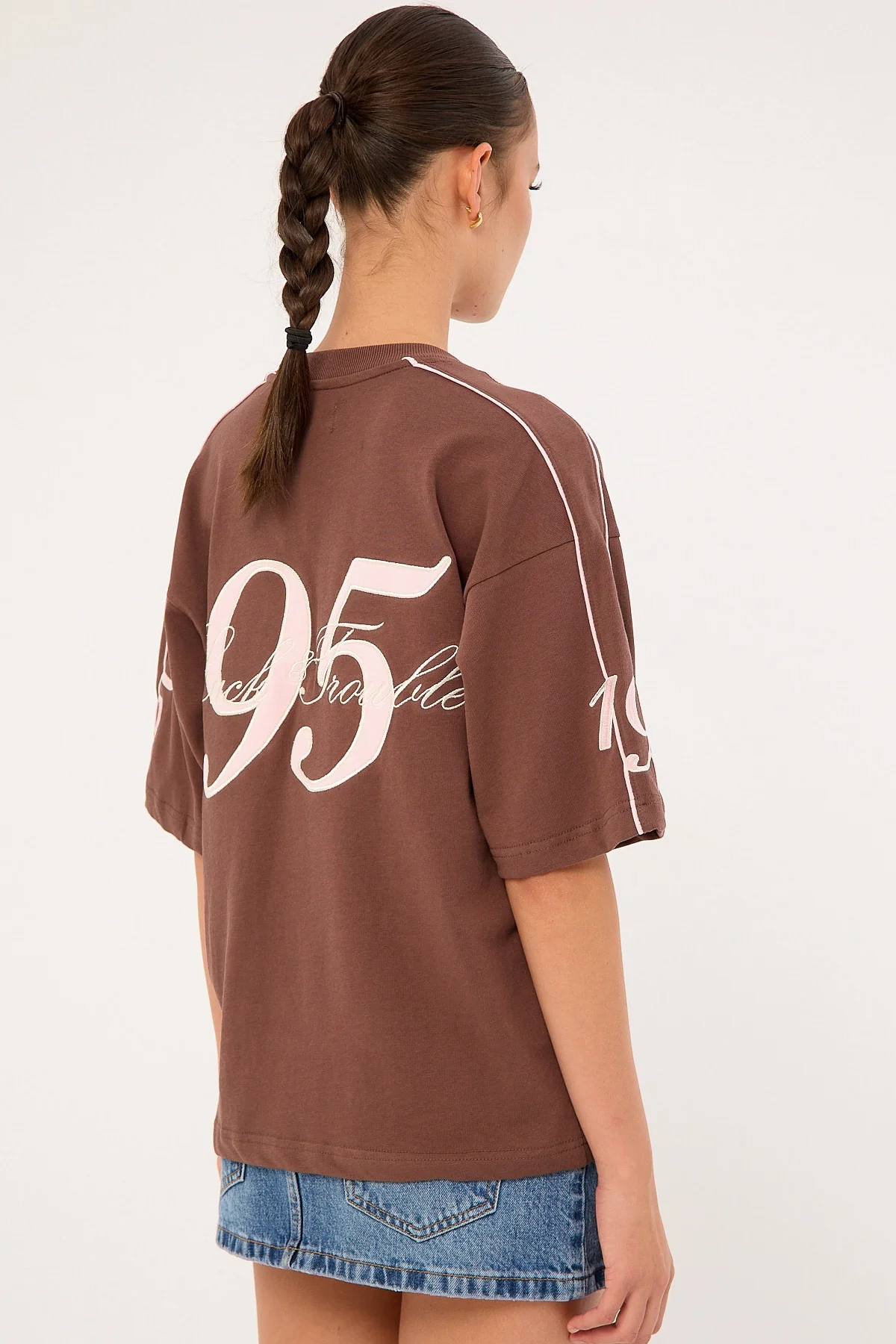 Luck & Trouble Home Run Honey Oversized Tee Brown - Image 2