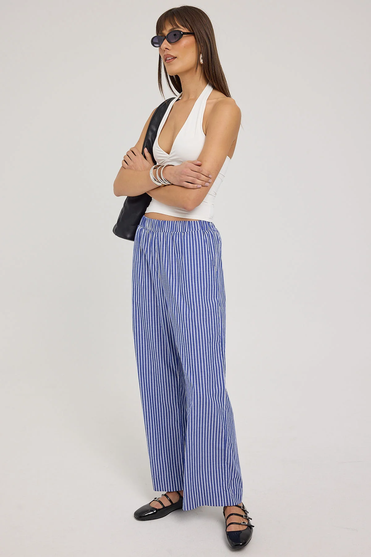 Luck & Trouble Horizon Elasticated Stripe Pant Blue Stripe - Image 2