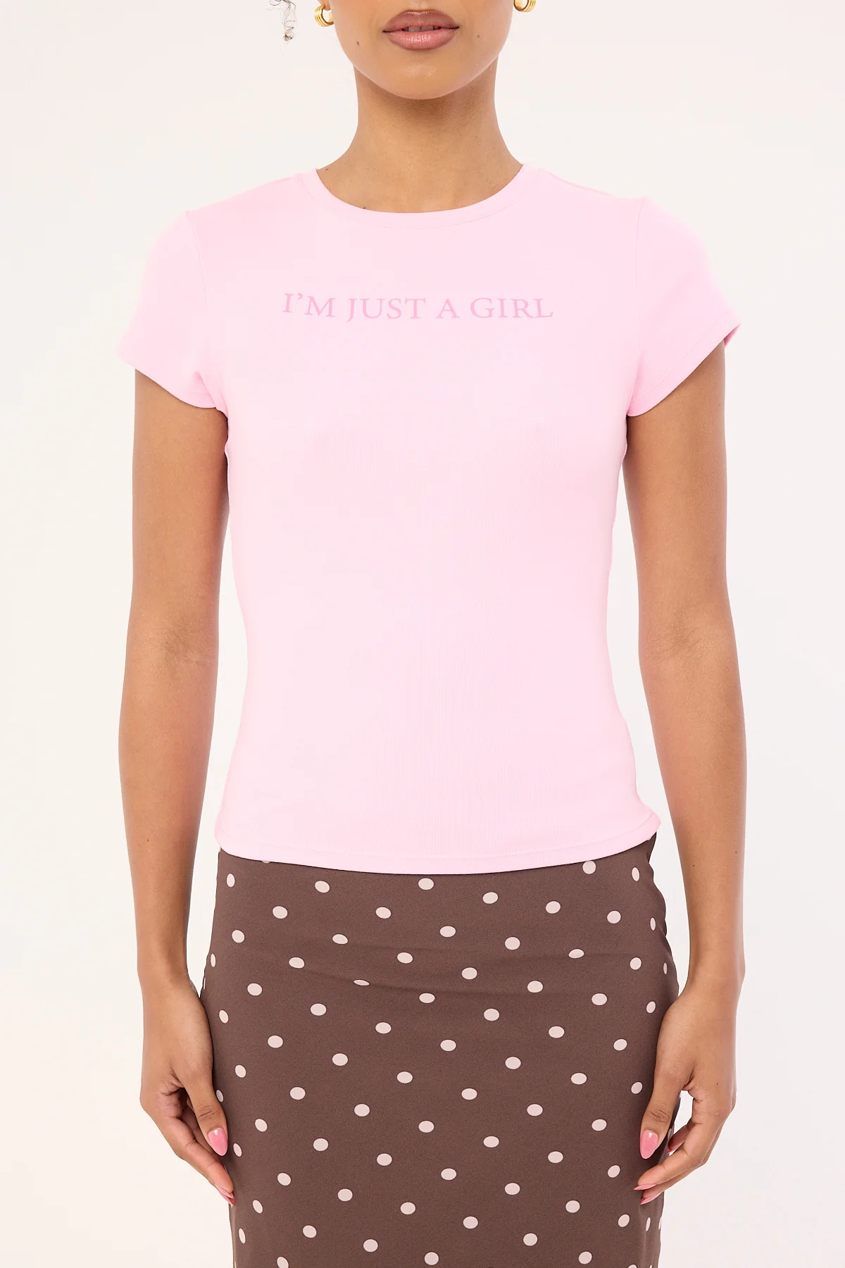 Luck & Trouble I'm Just A Girl Baby Tee Pink - Image 7
