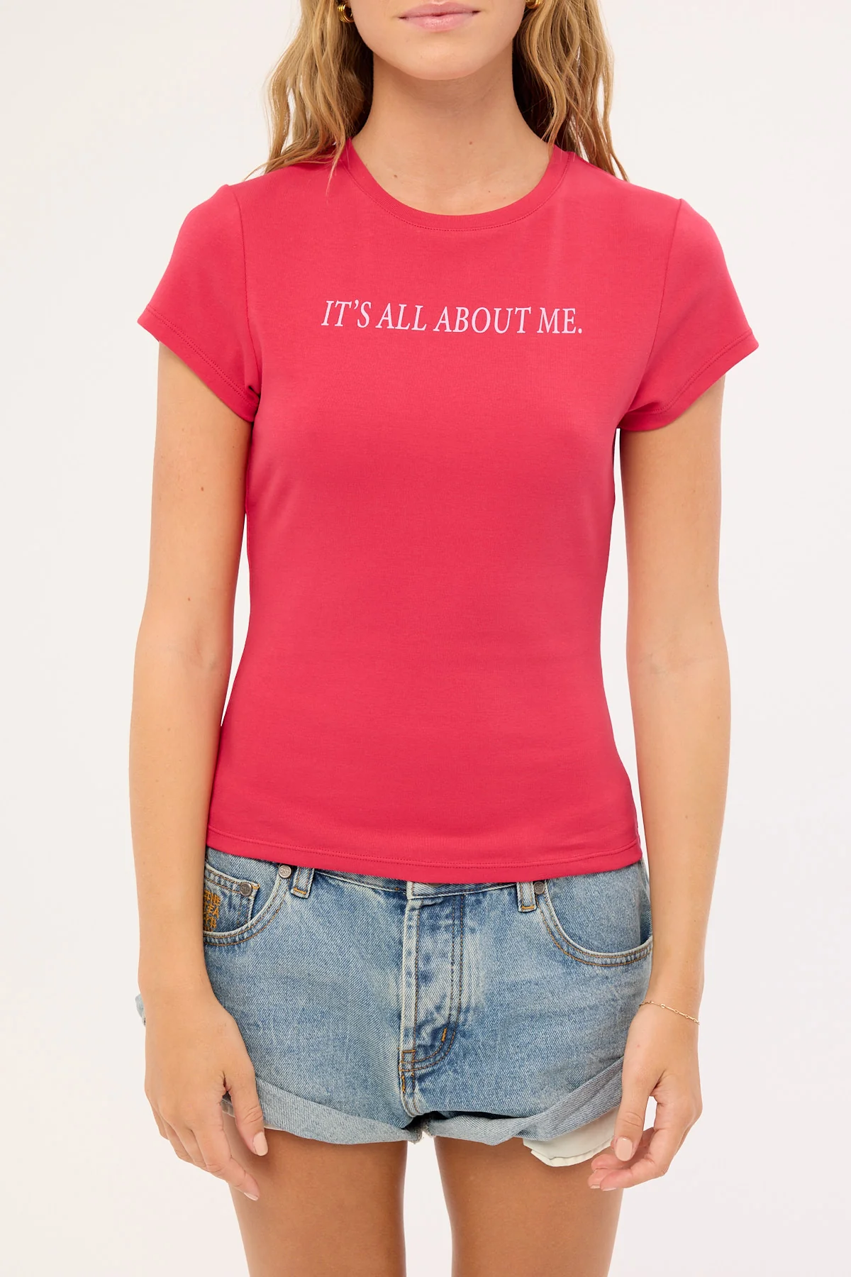Luck & Trouble It's All About Me Baby Tee Rasberry - Image 6