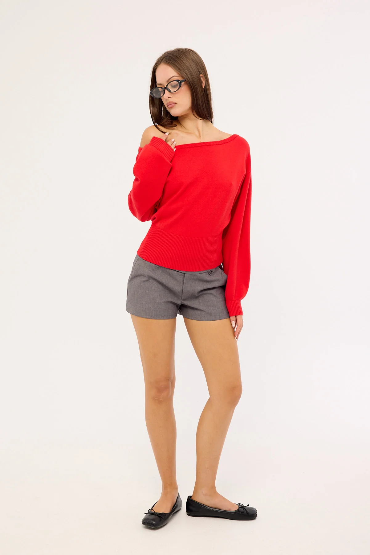 Luck & Trouble Jean Off shoulder Knit Red - Image 6