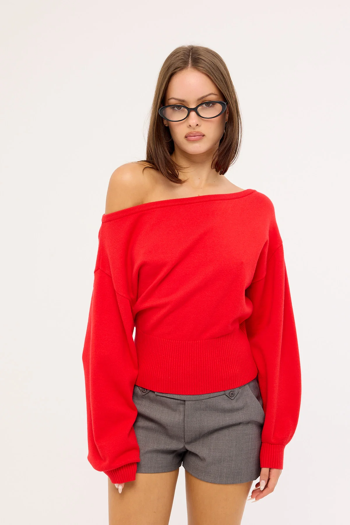 Luck & Trouble Jean Off shoulder Knit Red - Image 7