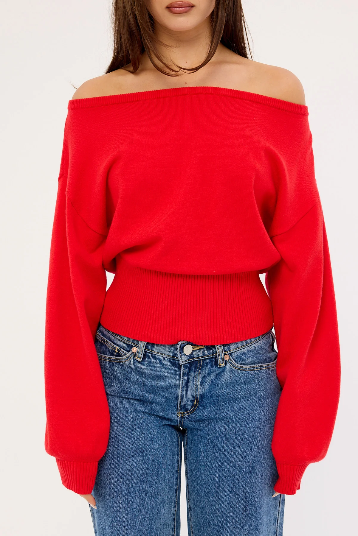 Luck & Trouble Jean Off shoulder Knit Red - Image 8