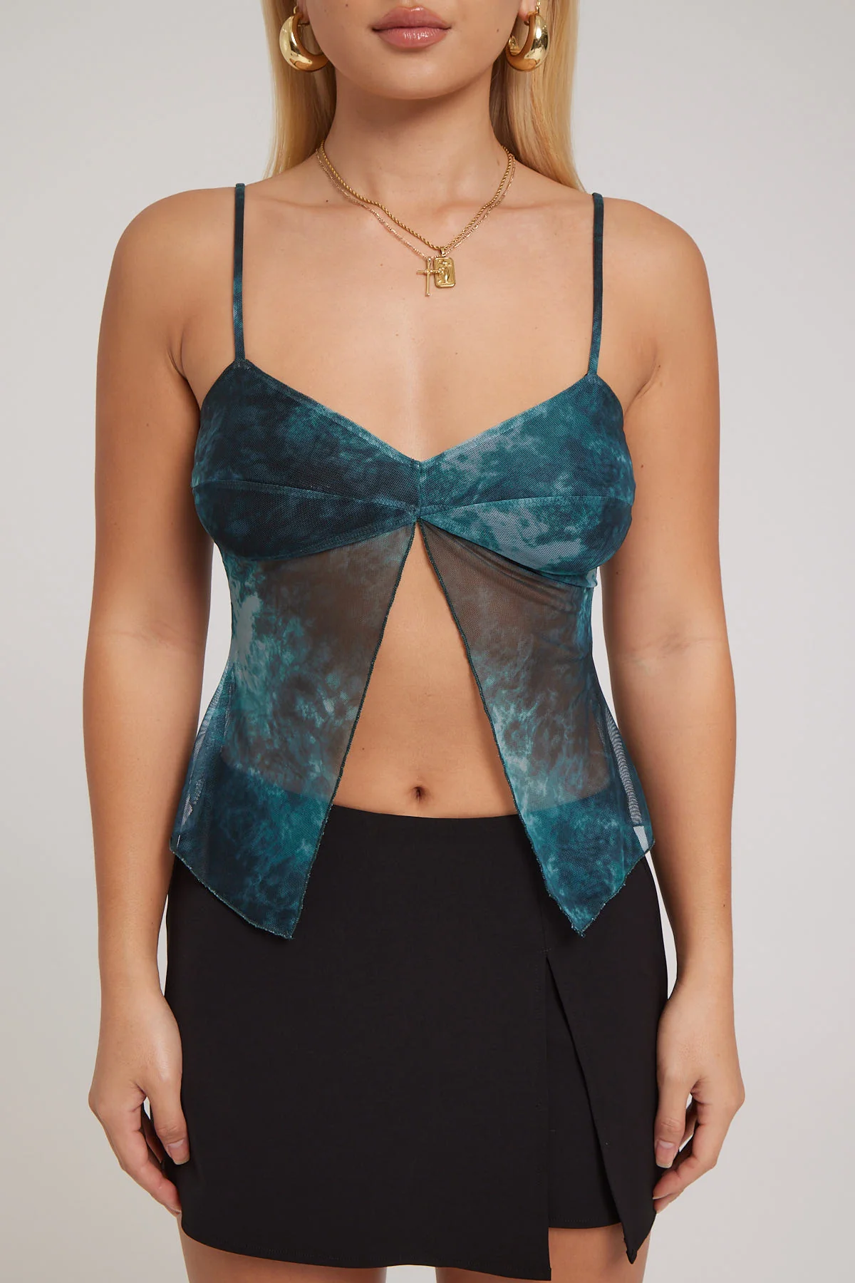 Luck & Trouble Jupiter Tie Dye Recycled Top Green Print - Image 8