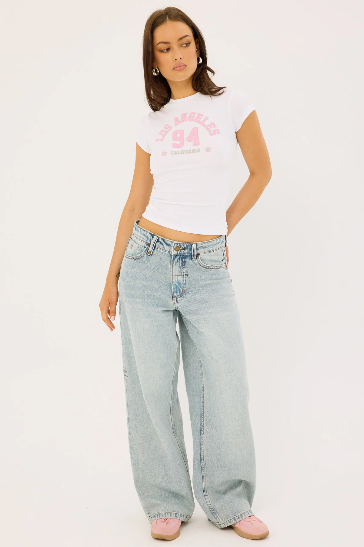 Luck & Trouble LA 94 Baby Tee White - Image 2