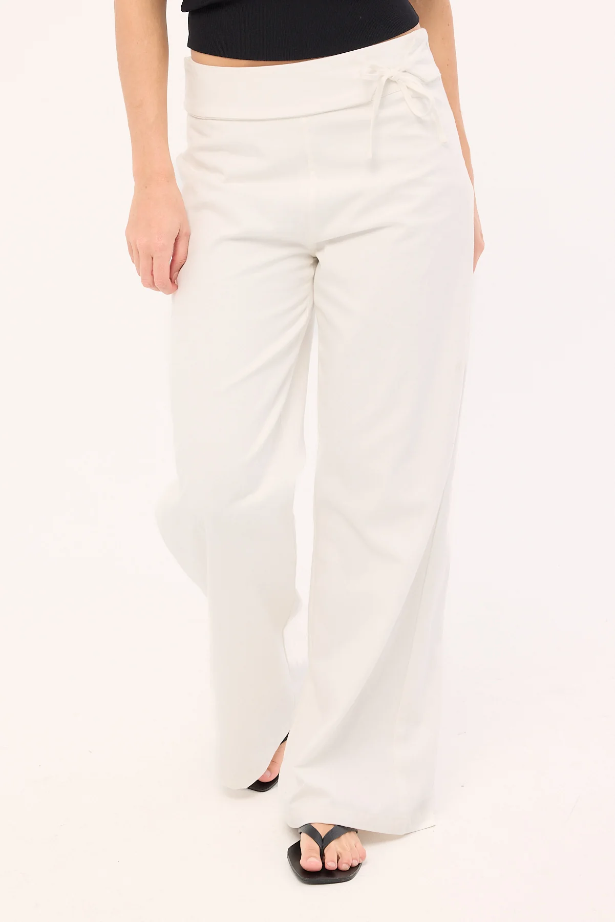 Luck & Trouble Laurie Tie Side Mid Rise Pants White - Image 2