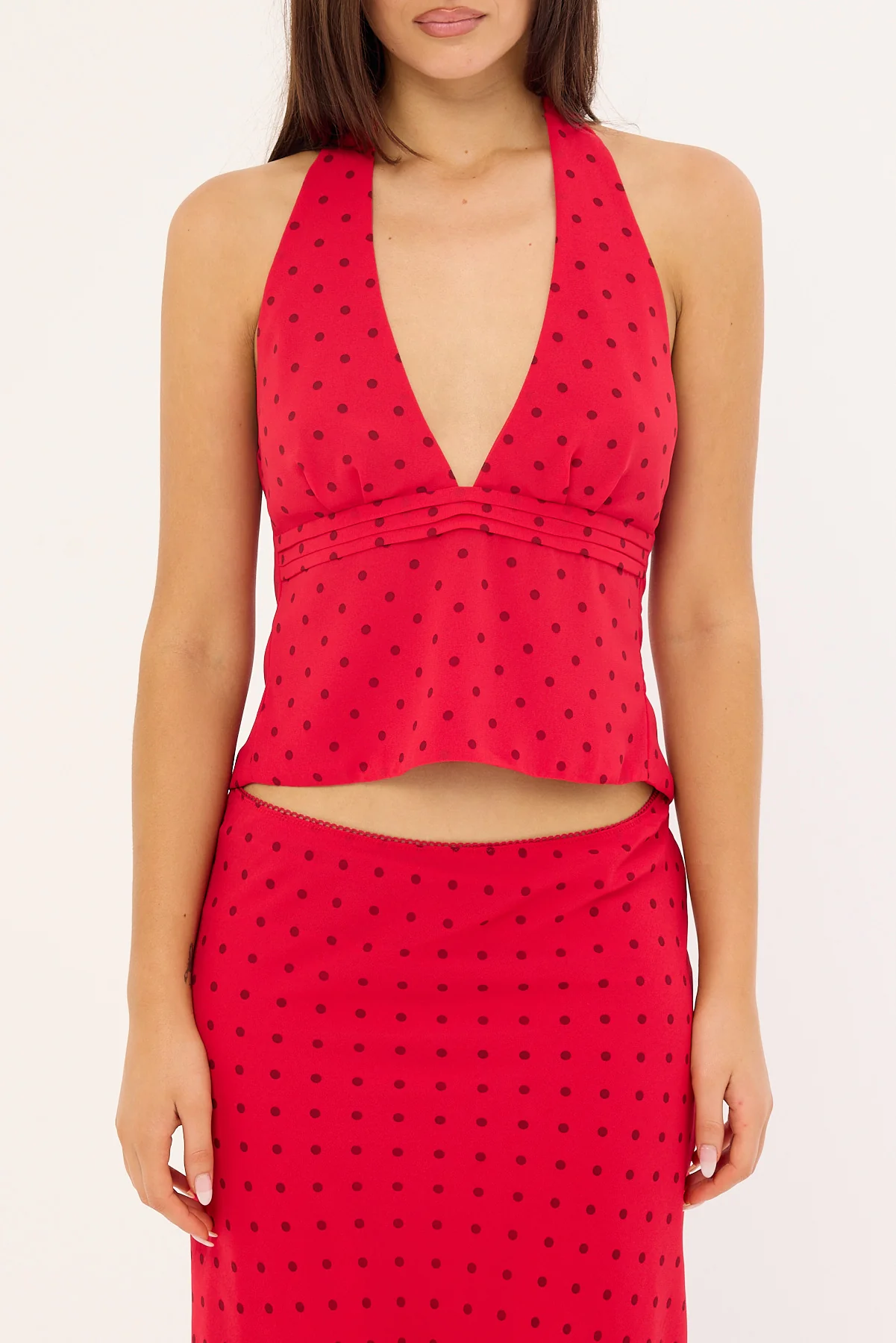 Luck & Trouble Lorelai Polka Halter Top Red Print - Image 7