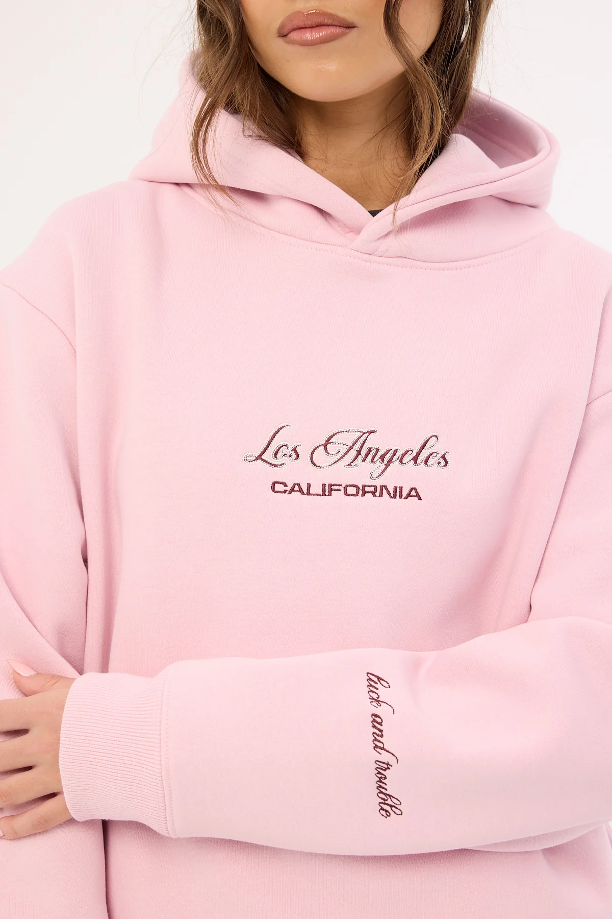 Luck & Trouble Los Angeles 95 Hoodie Pink - Image 3