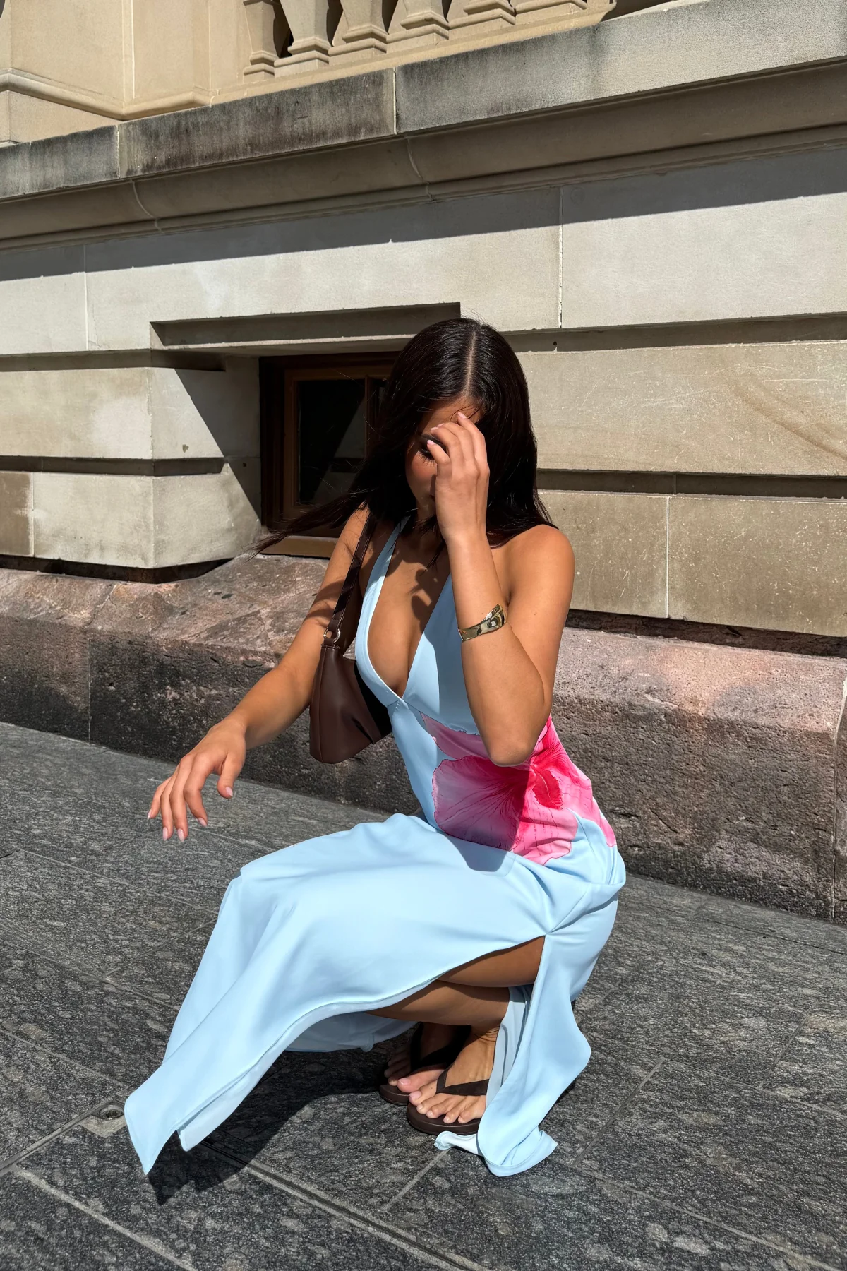 Luck & Trouble Loula Bloom Maxi Dress Light Blue - Image 4
