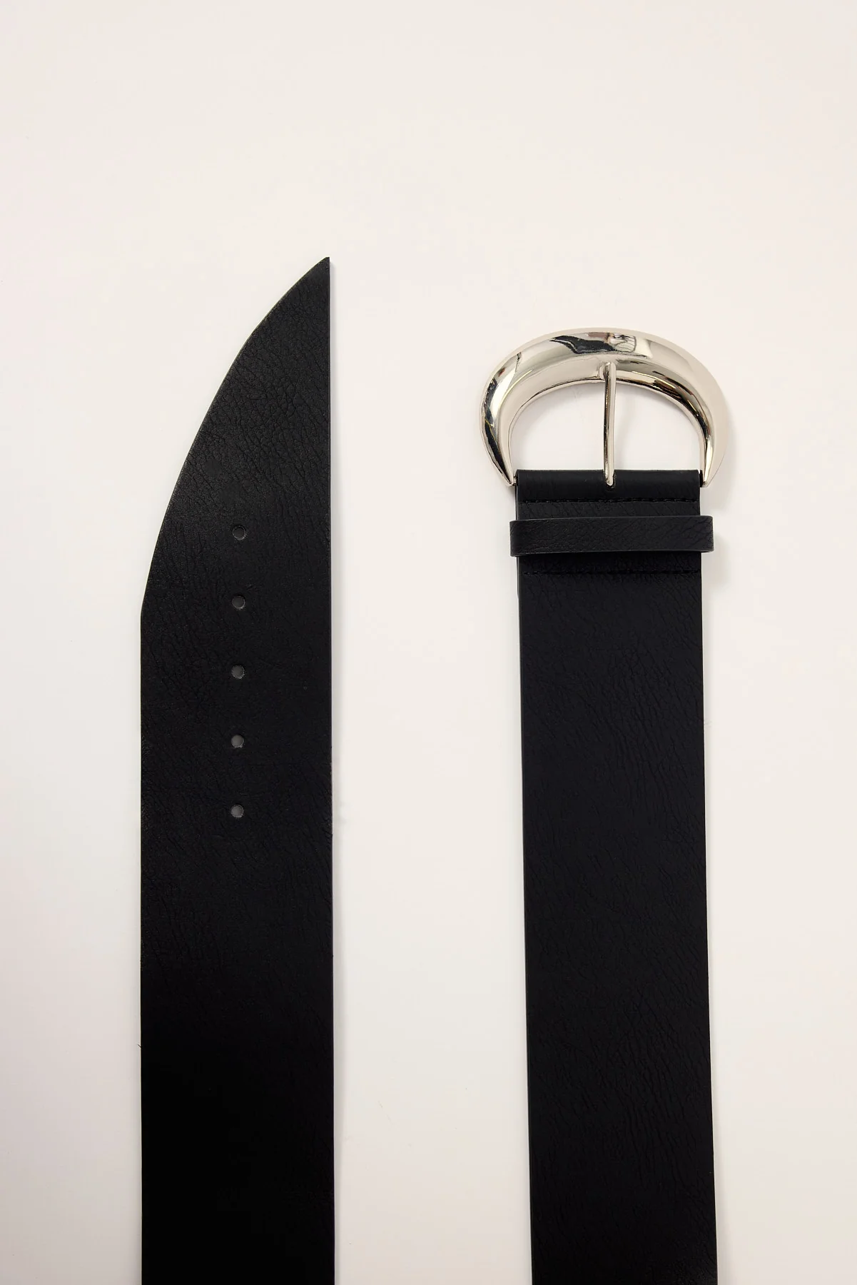 Luck & Trouble Low Rise PU Wide Belt Silver/Black - Image 2