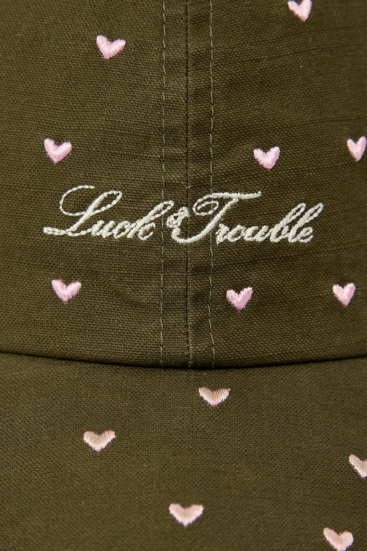 Luck & Trouble Lucky Hearts Washed Cap Washed Khaki Green - Image 2