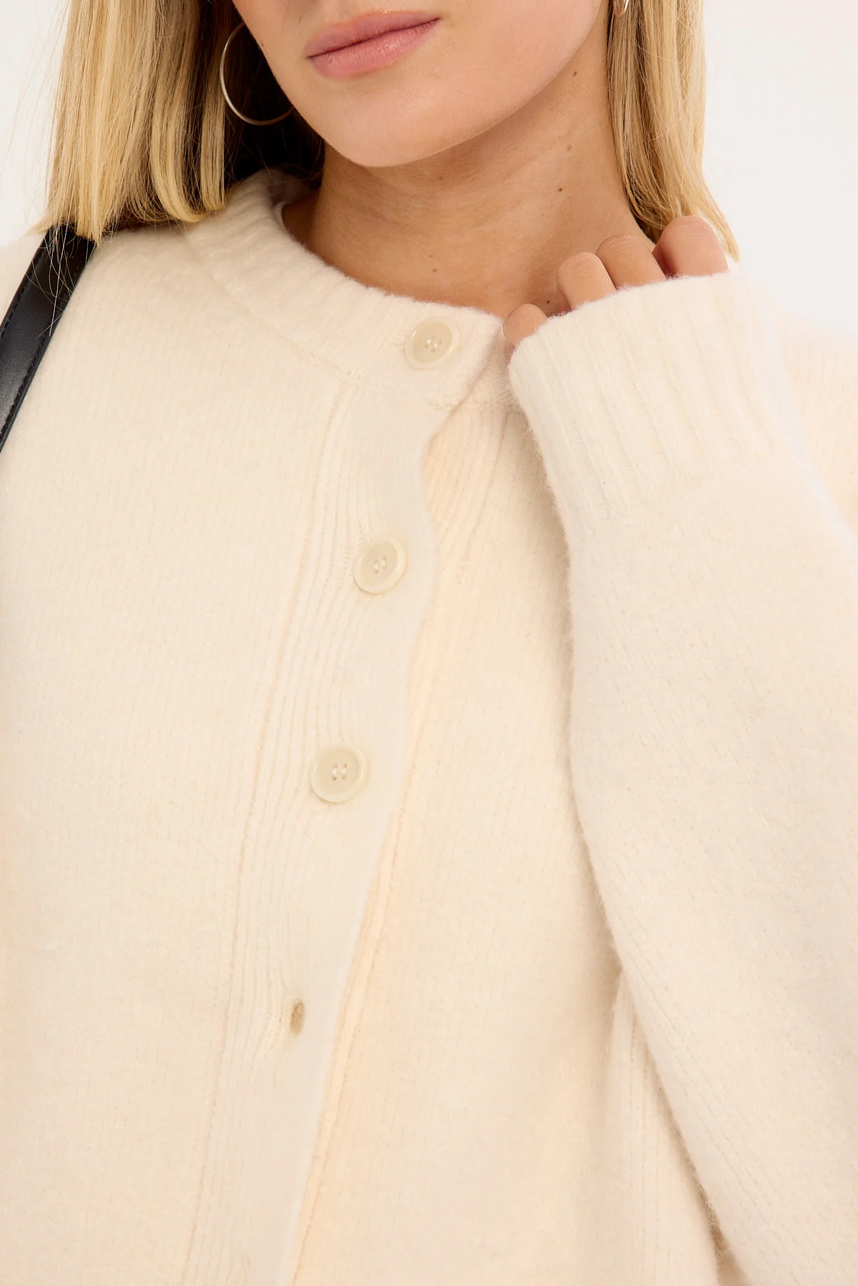 Luck & Trouble Lumia Crew Neck Knit Cardi Cream - Image 3