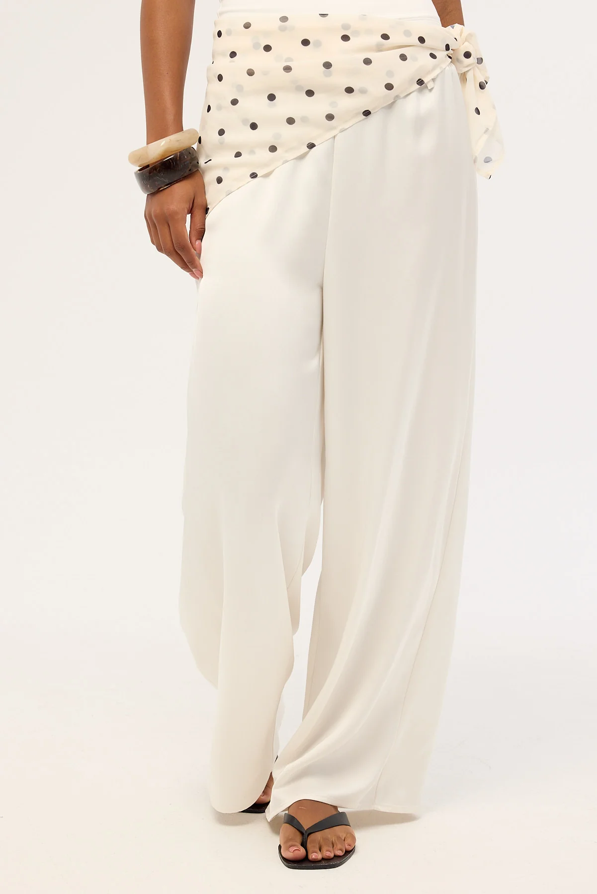 Luck & Trouble Lune Satin Mid Rise Pant Off-White - Image 2