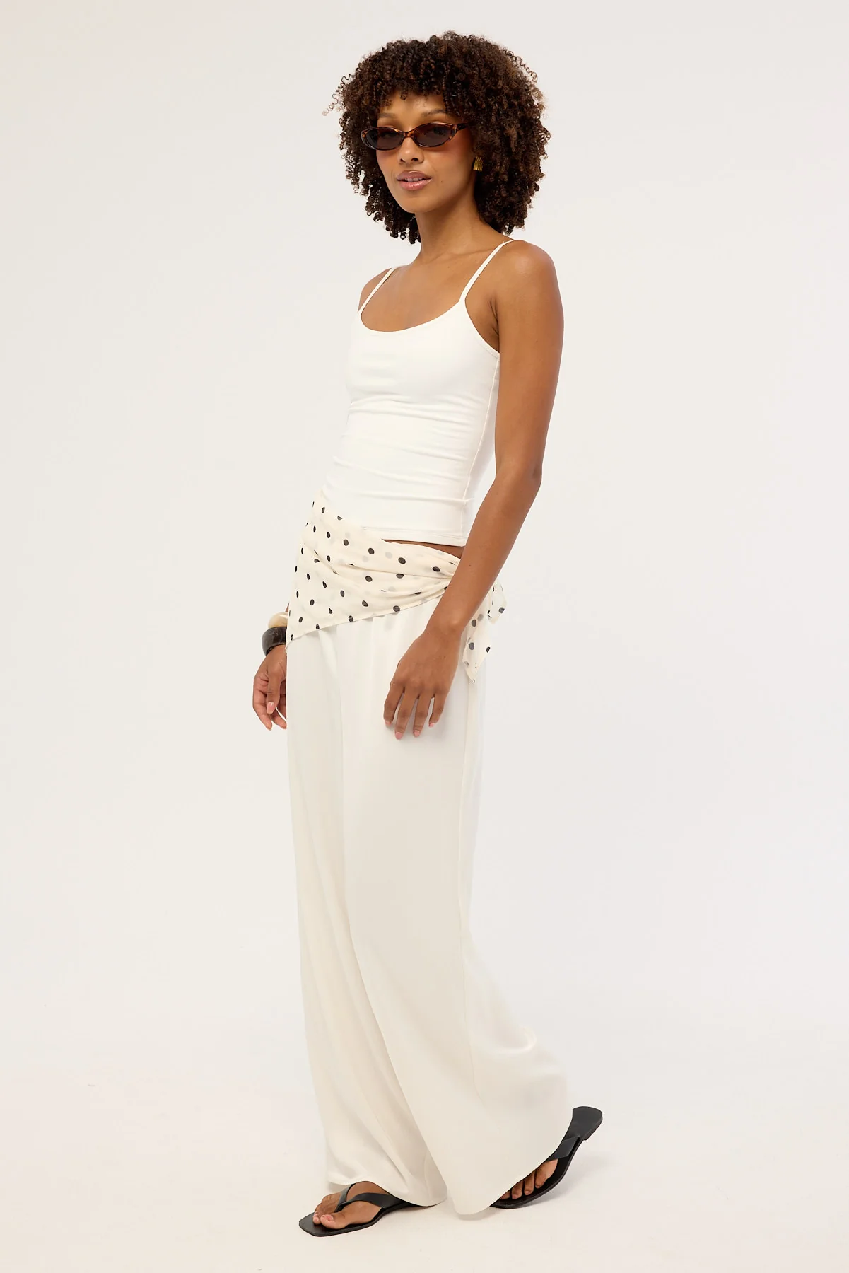 Luck & Trouble Lune Satin Mid Rise Pant Off-White - Image 4