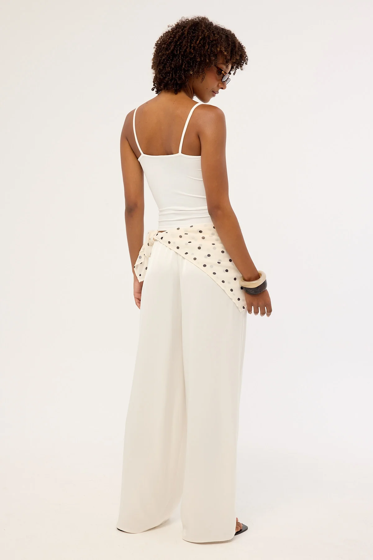 Luck & Trouble Lune Satin Mid Rise Pant Off-White - Image 5