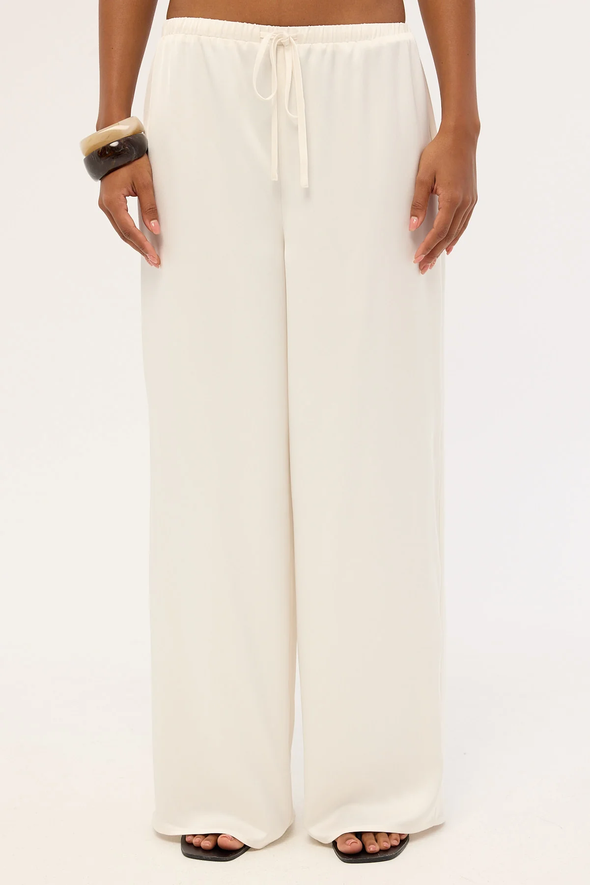 Luck & Trouble Lune Satin Mid Rise Pant Off-White - Image 7