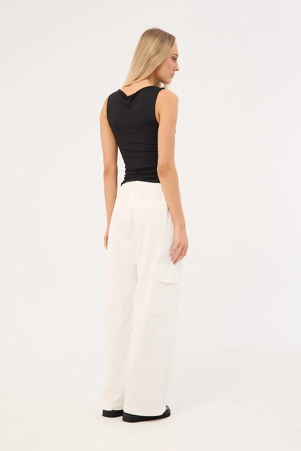 Luck & Trouble Maisy Mid Rise Cargo Pant White - Image 5