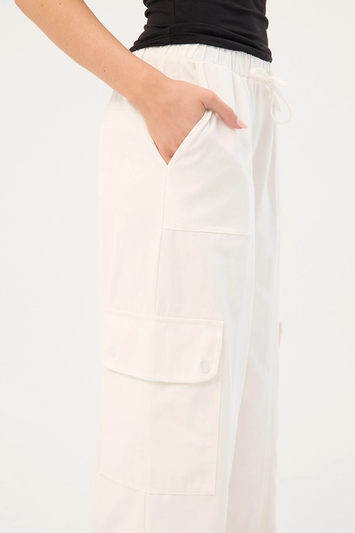 Luck & Trouble Maisy Mid Rise Cargo Pant White - Image 6