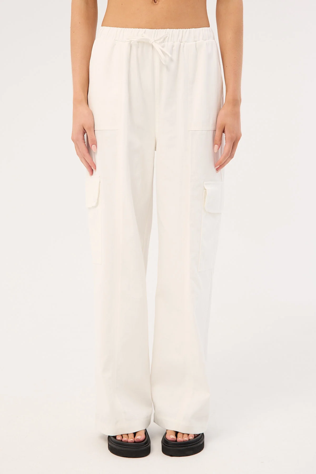 Luck & Trouble Maisy Mid Rise Cargo Pant White - Image 7
