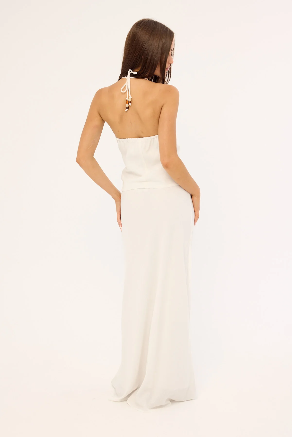 Luck & Trouble Malibu Linen Maxi Skirt White - Image 5