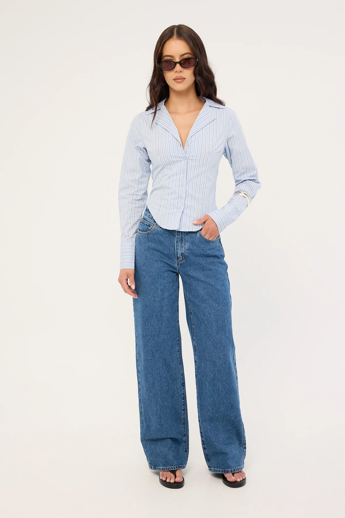Luck & Trouble MARA STRIPE SHIRT Blue Stripe - Image 2