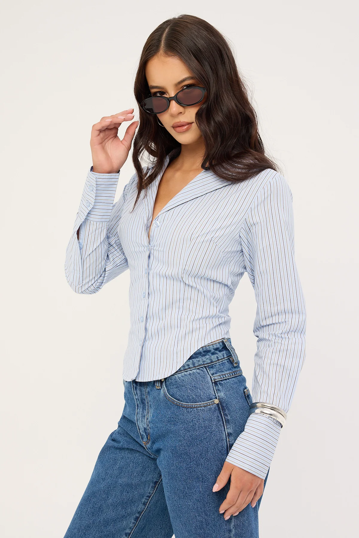 Luck & Trouble MARA STRIPE SHIRT Blue Stripe - Image 5