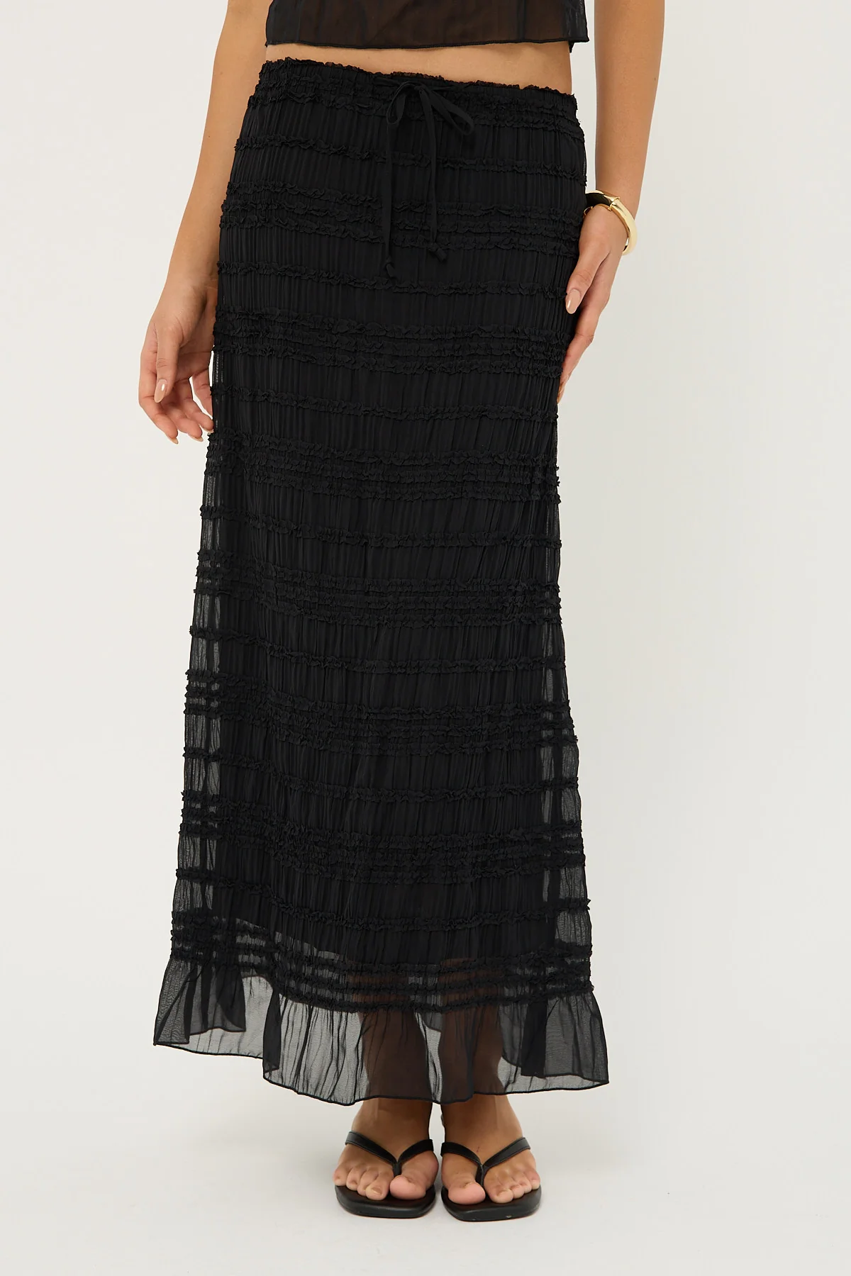 Luck & Trouble Marisole Gathered Maxi Skirt Black - Image 2