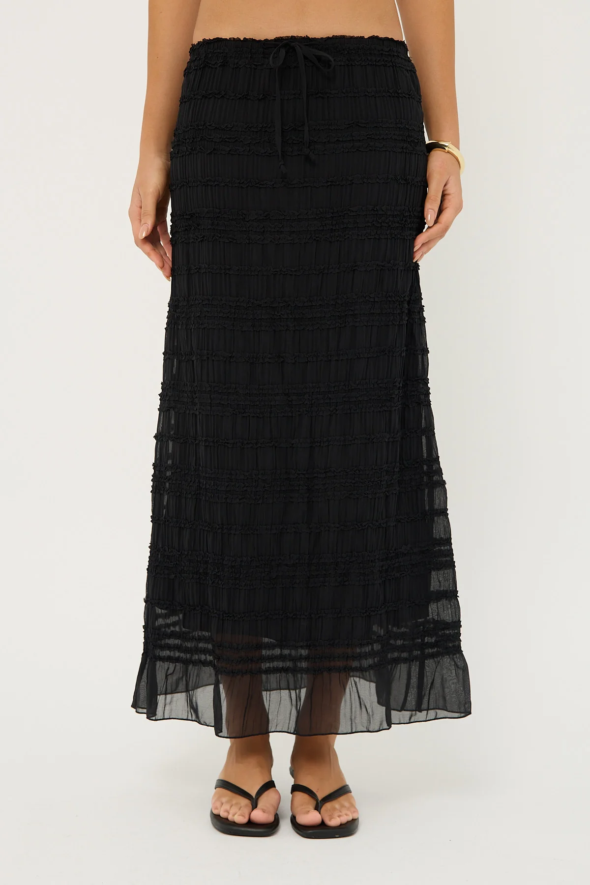 Luck & Trouble Marisole Gathered Maxi Skirt Black - Image 7