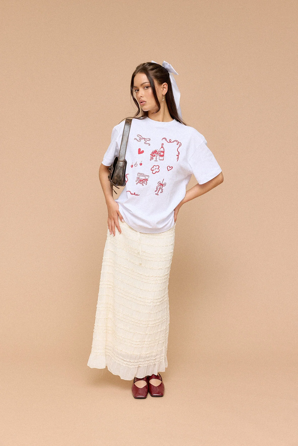 Luck & Trouble Marisole Gathered Maxi Skirt Cream - Image 4