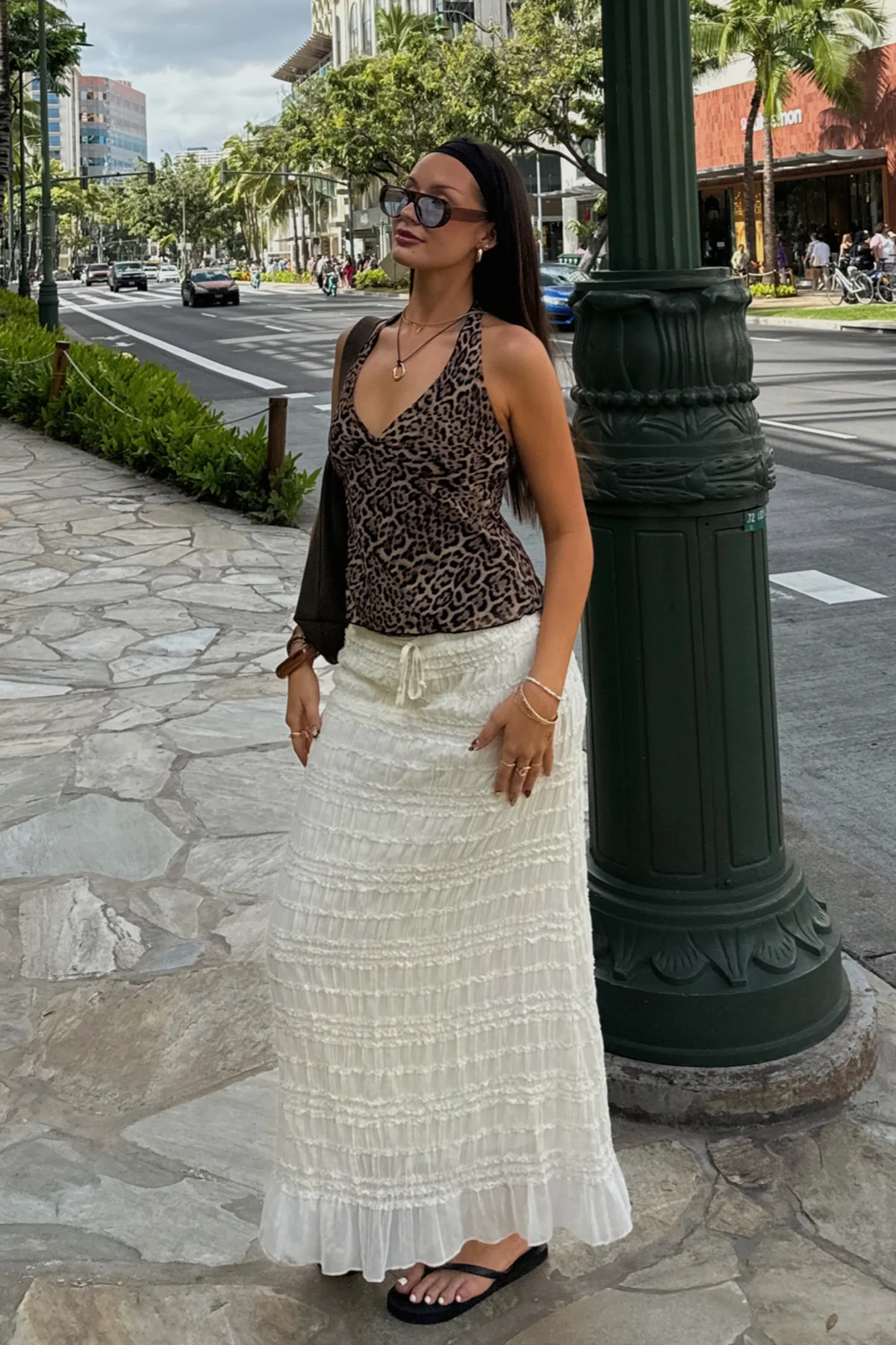 Luck & Trouble Marisole Gathered Maxi Skirt Cream - Image 7