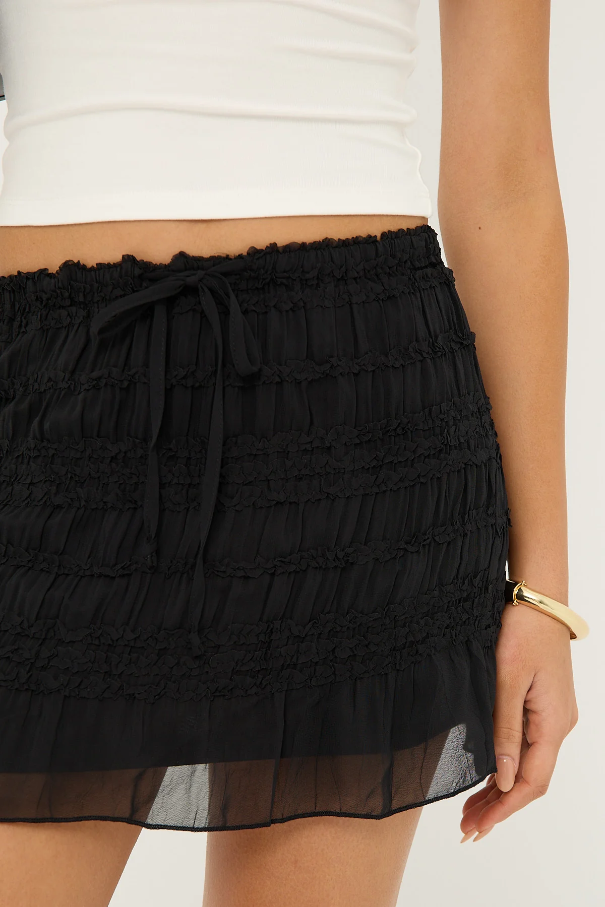Luck & Trouble Marisole Gathered Mini Skirt Black - Image 5