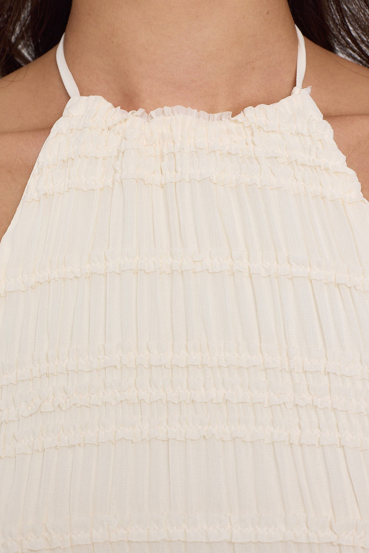 Luck & Trouble Marisole Halter Gathered Mini Dress Cream - Image 6