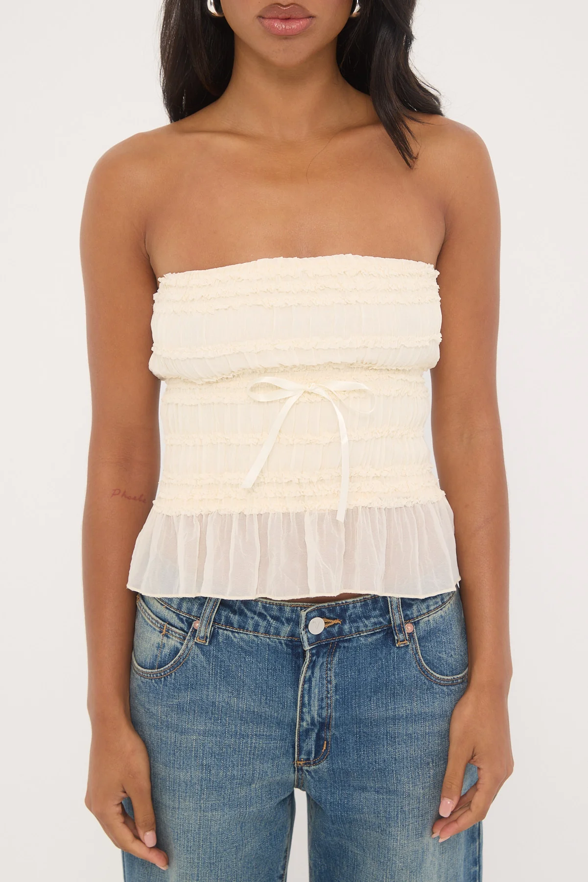 Luck & Trouble Marisole Strapless Top Cream - Image 8