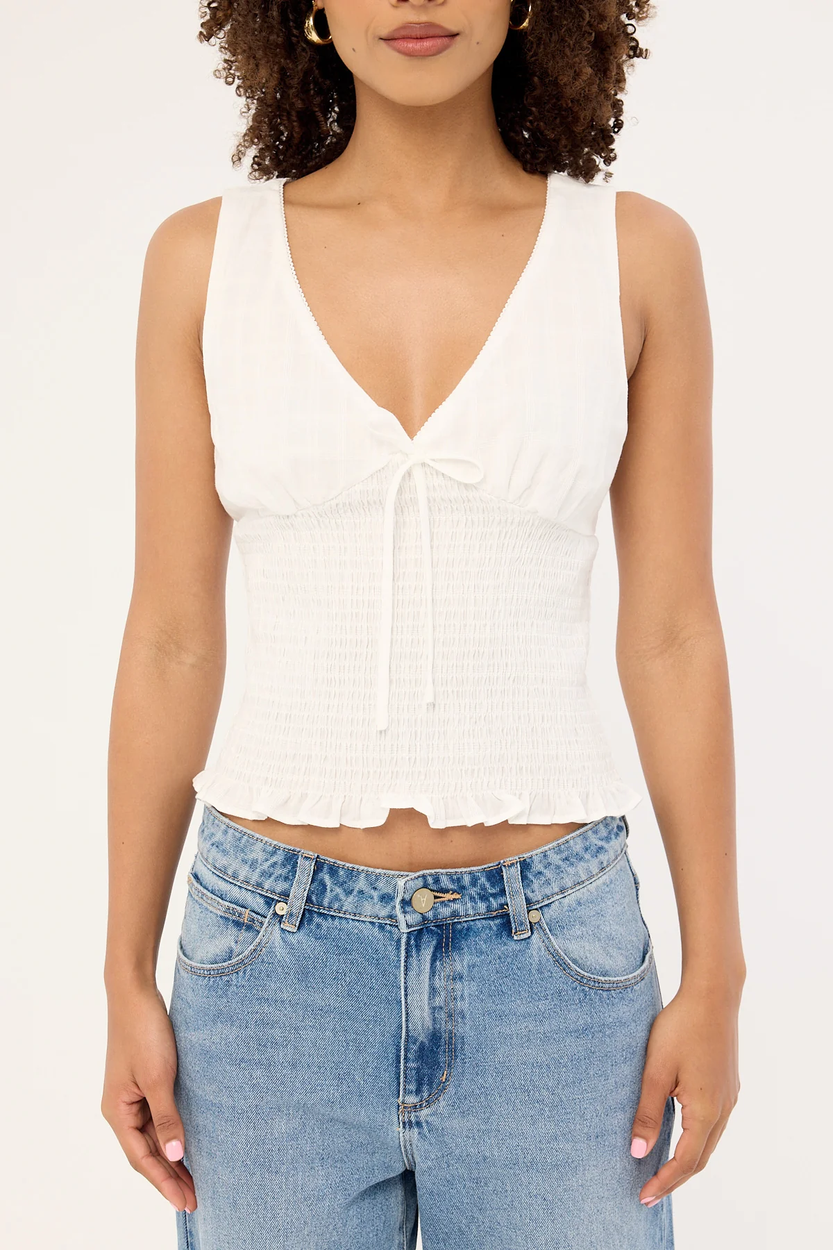 Luck & Trouble Marni Shirred Top White - Image 5