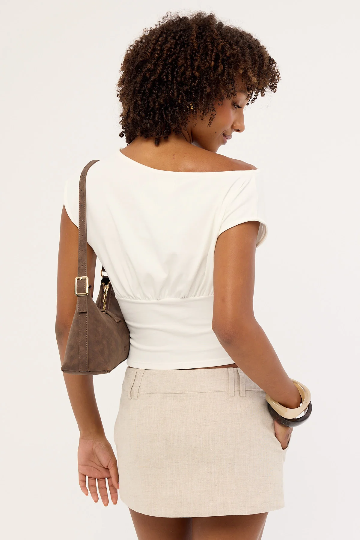 Luck & Trouble Melia Low Rise Linen Skort Oat - Image 4