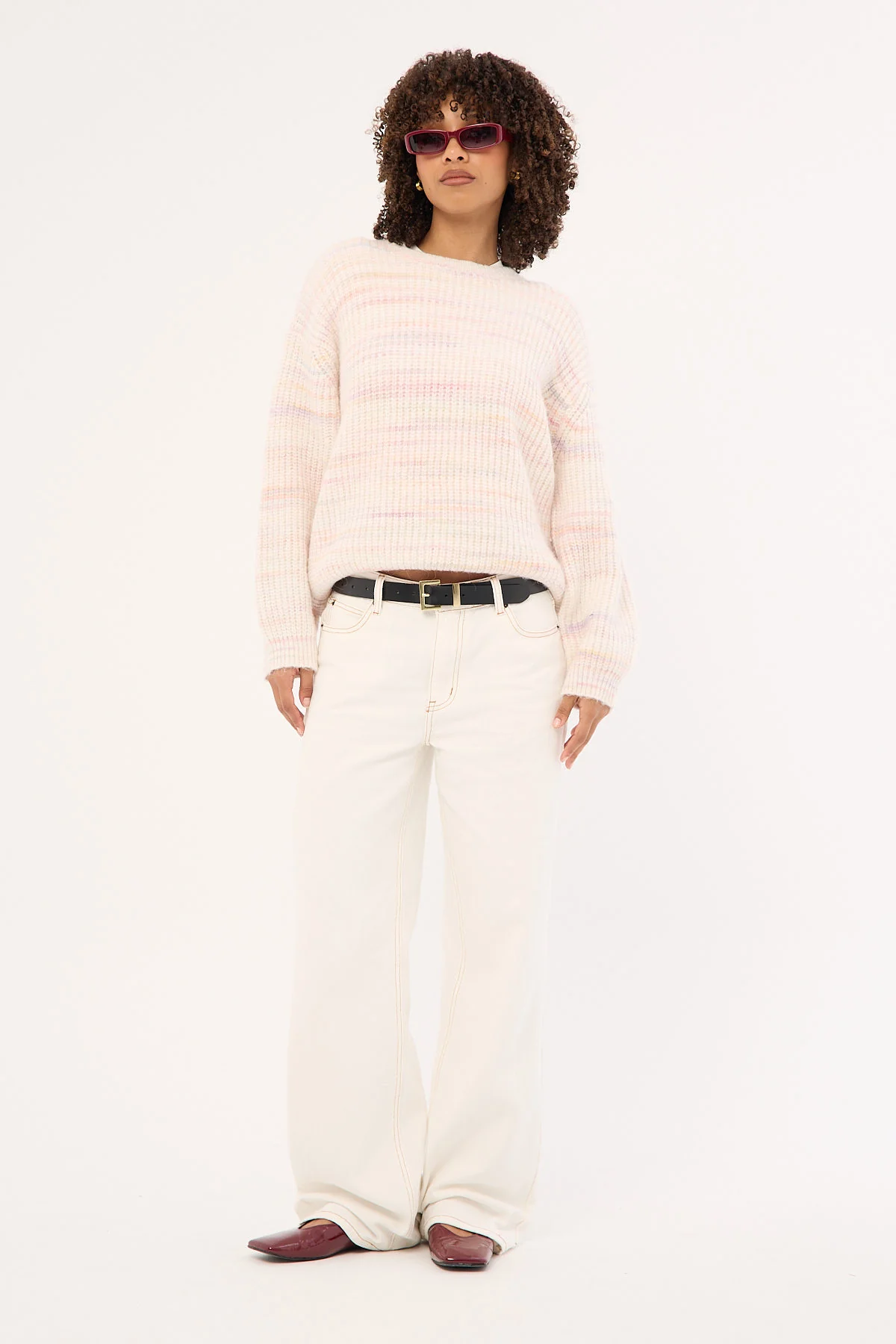 Luck & Trouble Mica Marle Knit Jumper Pink Marle - Image 2