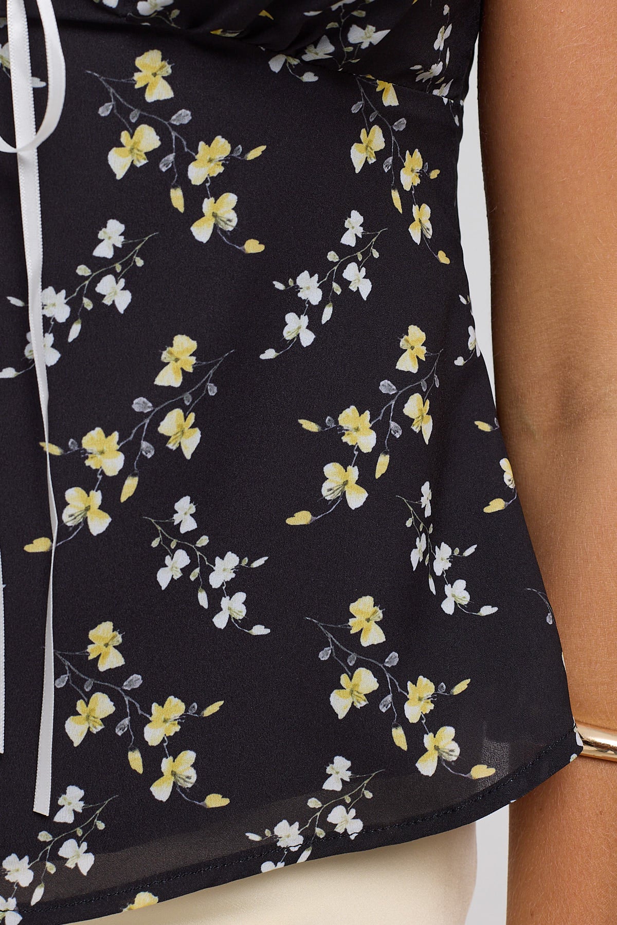Luck & Trouble Midnight Meadows Lace Cami Top Yellow Floral - Image 7