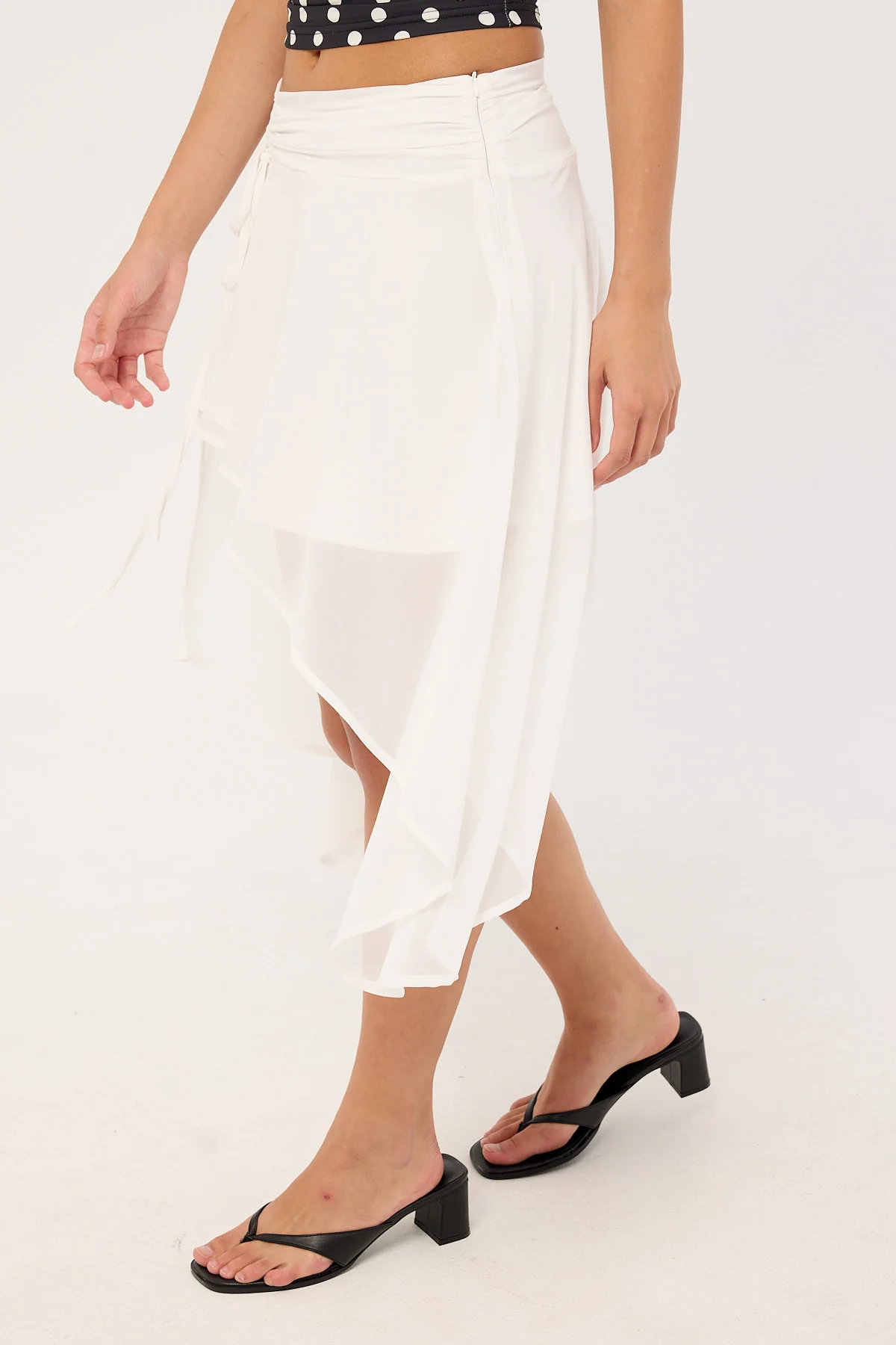 Luck & Trouble Milena Asymmetrical Midi Skirt White - Image 3