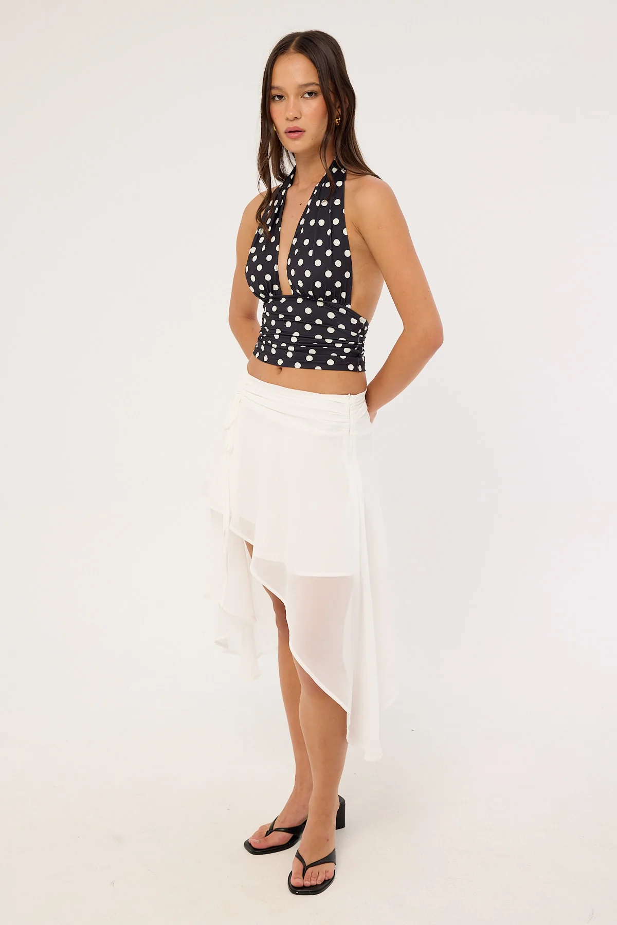Luck & Trouble Milena Asymmetrical Midi Skirt White - Image 4