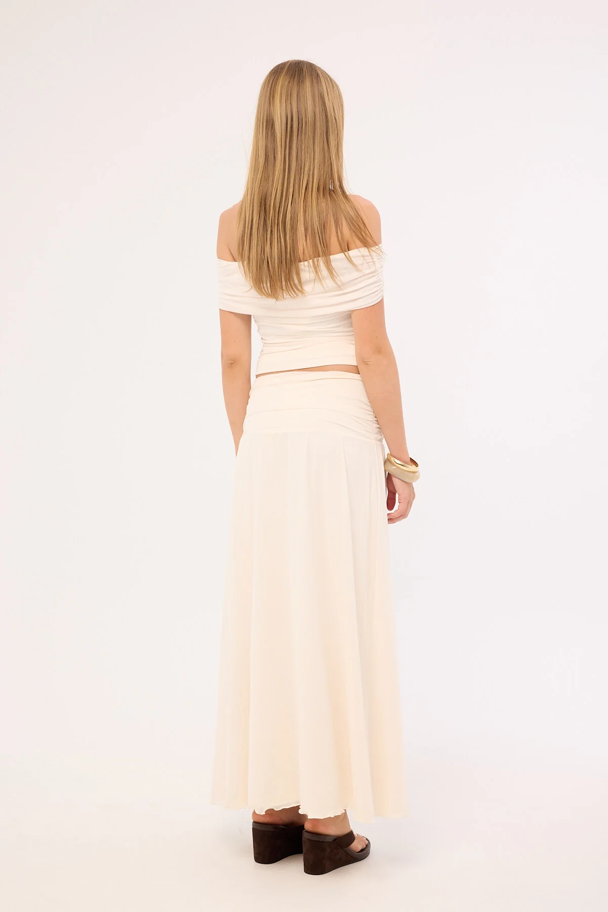 Luck & Trouble Millie Mesh Maxi Skirt Off White - Image 3