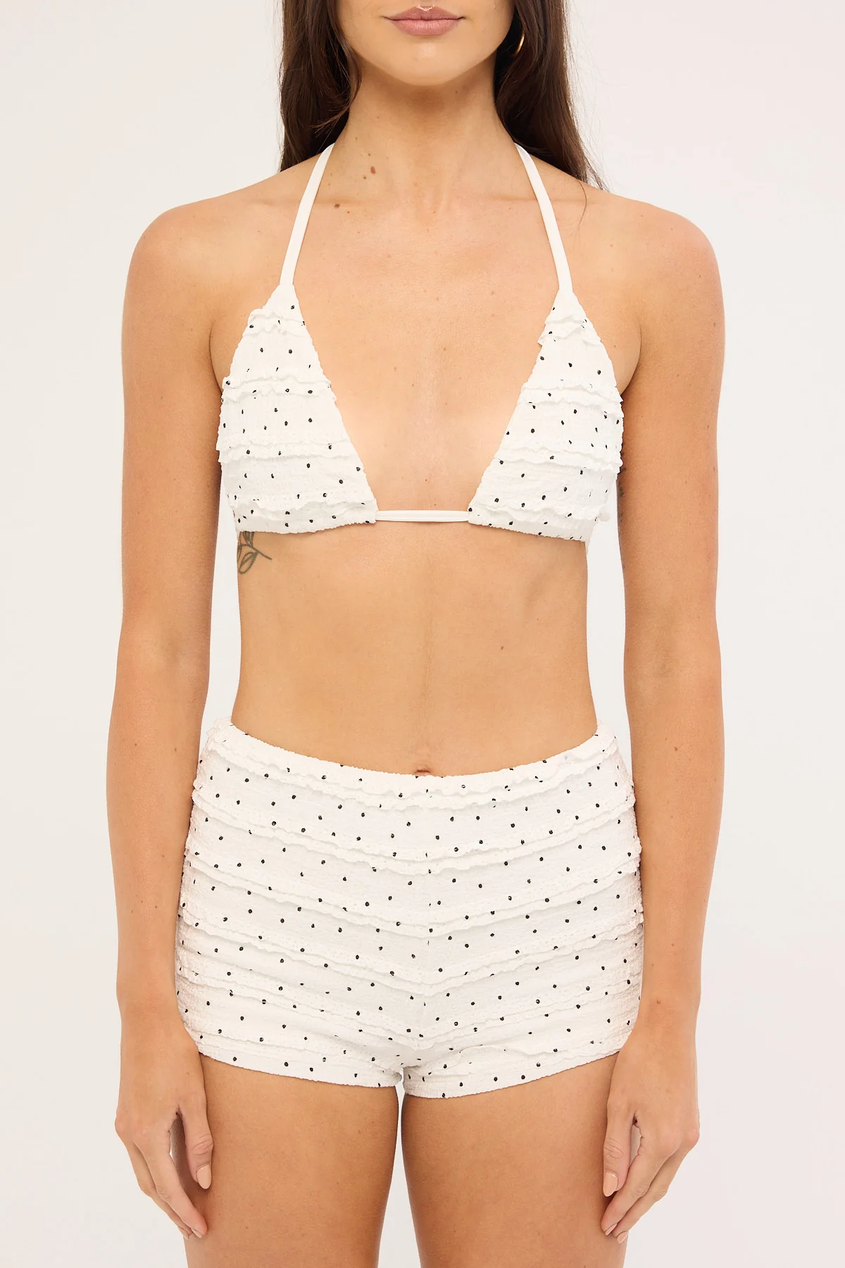 Luck & Trouble Mimi Frilly Polka Bralette White Polka - Image 6