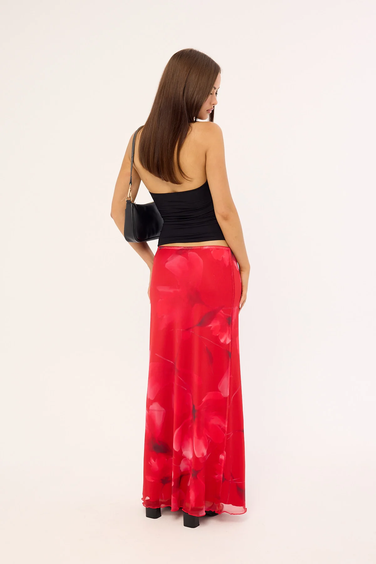 Luck & Trouble Mindy Mesh Floral Maxi Skirt Red - Image 5
