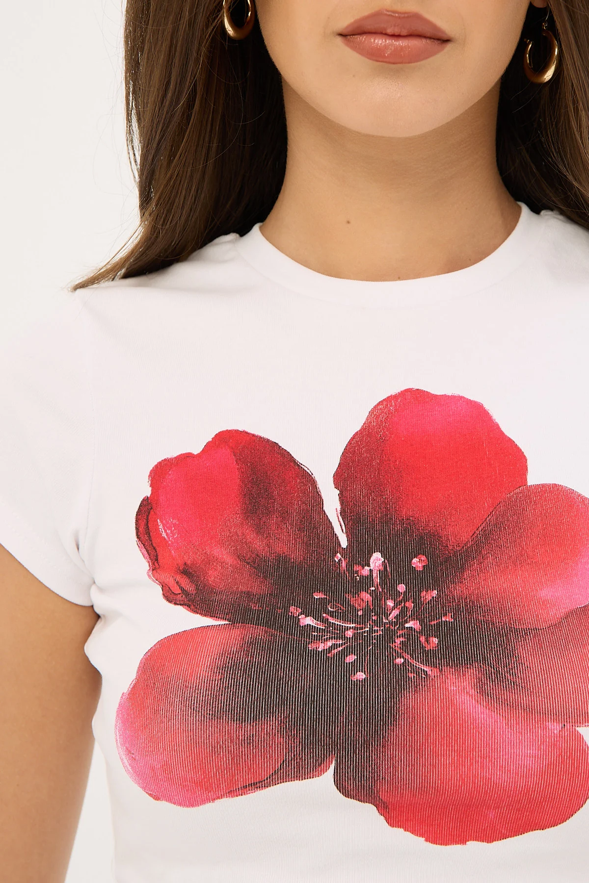 Luck & Trouble Moonshade Flower Baby Tee White - Image 6