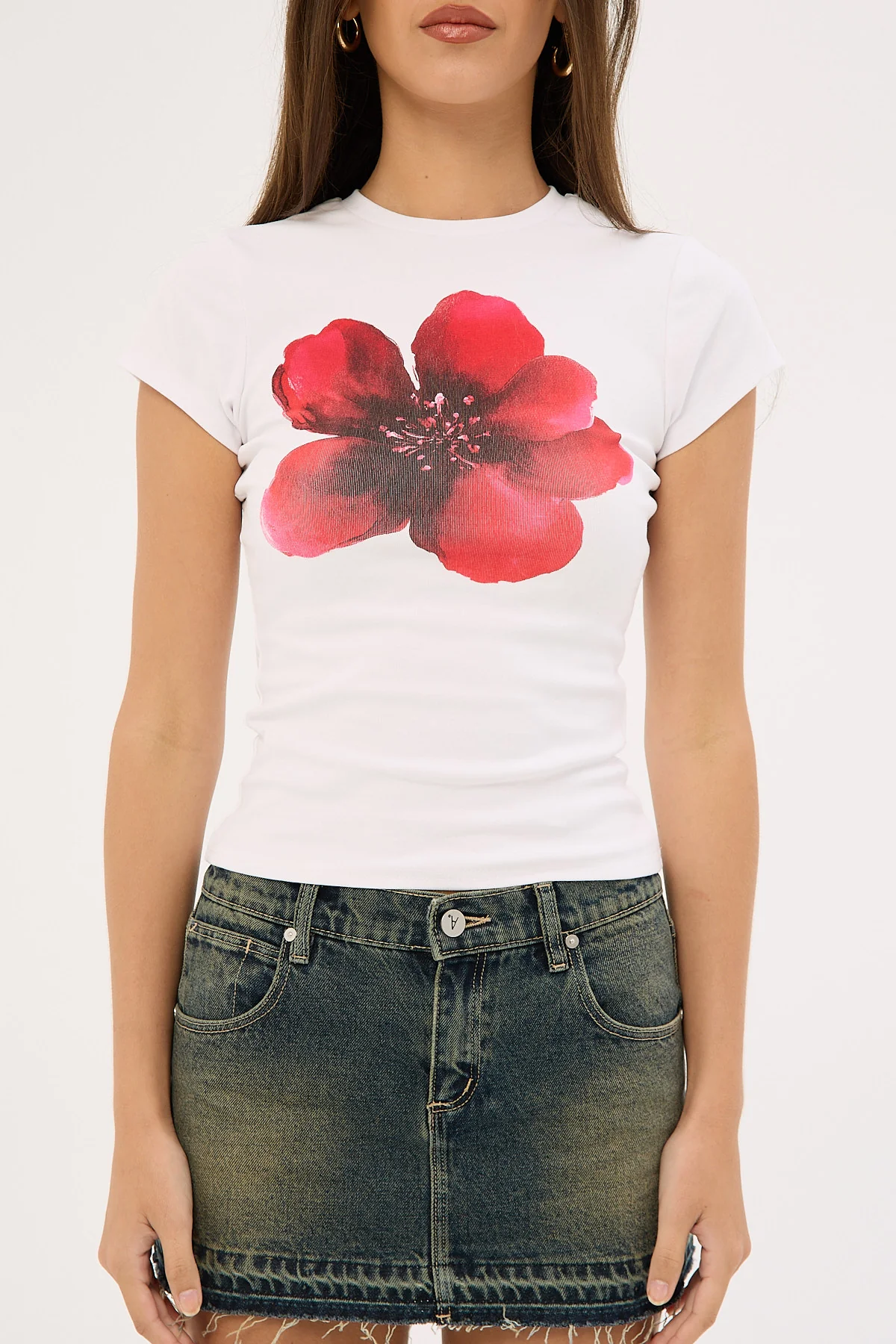 Luck & Trouble Moonshade Flower Baby Tee White - Image 7