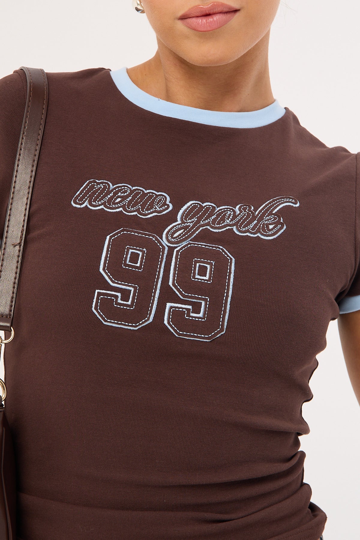 Luck & Trouble New York Baby Tee Brown - Image 3