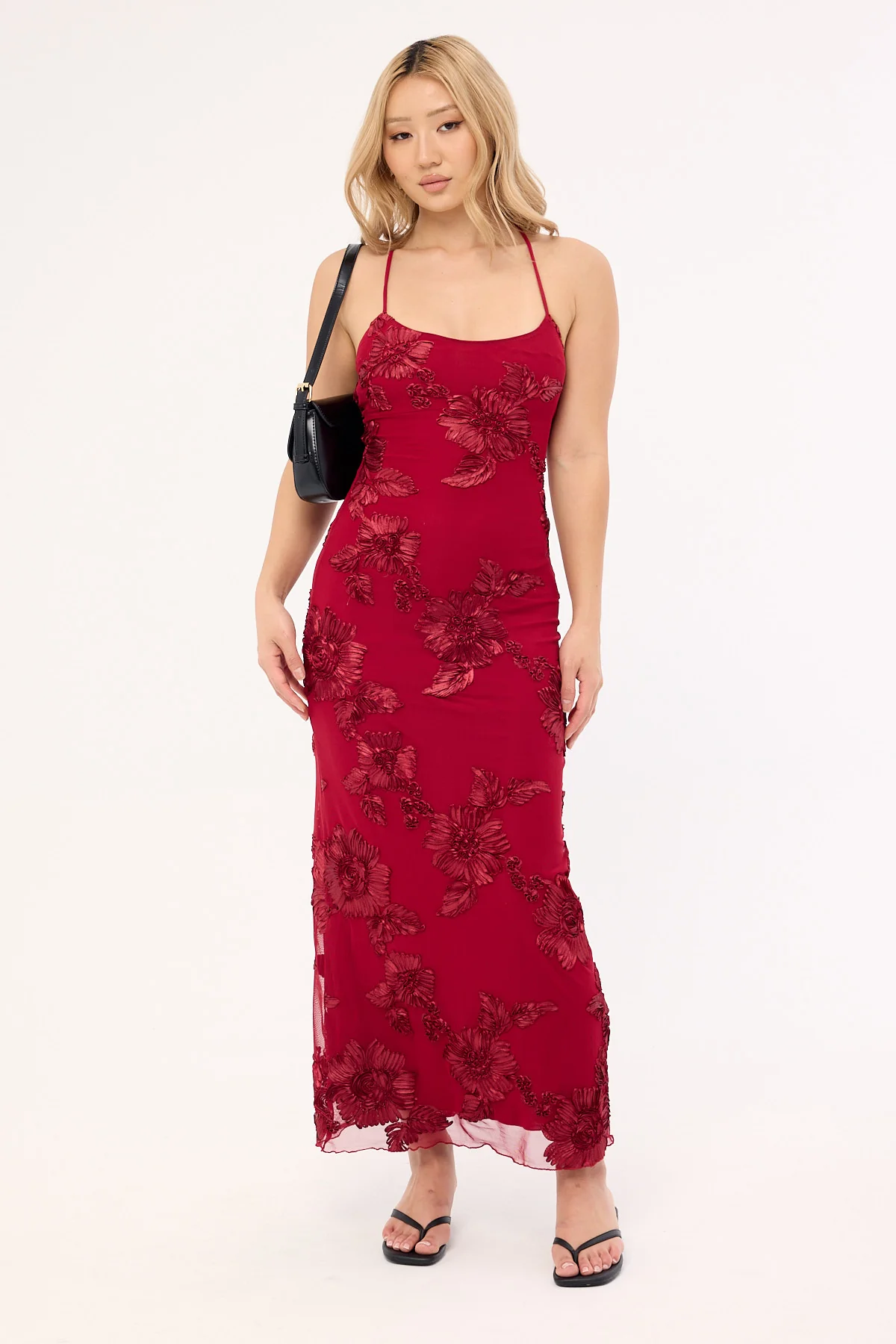 Luck & Trouble Nia Applique Maxi Dress Burgundy - Image 5